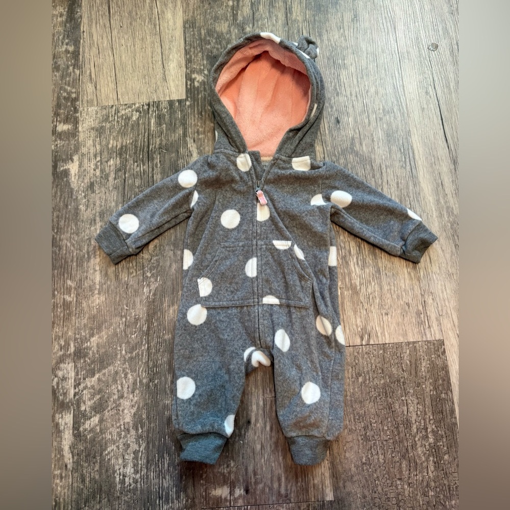 Carter's Polka Dot fleece suit with Hood